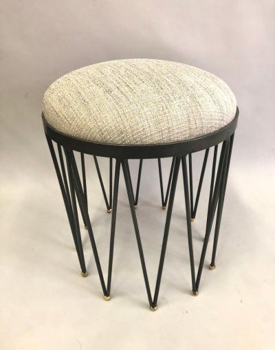 Gilbert Poillerat French Modern Neoclassical Gilt Iron Vanity Stool Bench Gilbert Poillerat