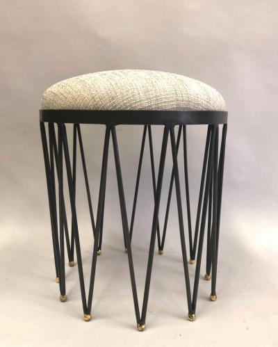 Gilbert Poillerat French Modern Neoclassical Gilt Iron Vanity Stool Bench Gilbert Poillerat