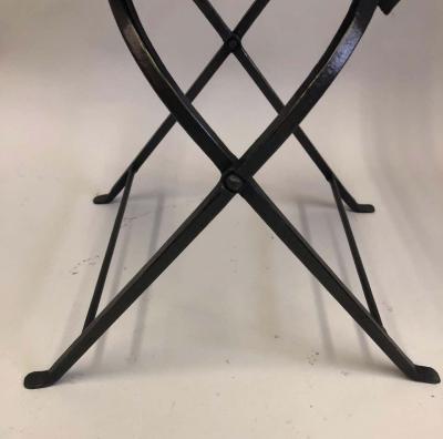 Gilbert Poillerat French Modern Neoclassical Hand Forged Iron Side Chairs Gilbert Poillerat Pair