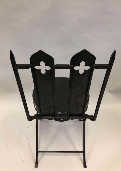 Gilbert Poillerat French Modern Neoclassical Hand Forged Iron Side Chairs Gilbert Poillerat Pair