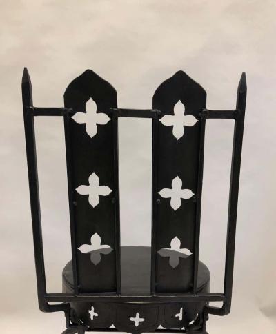 Gilbert Poillerat French Modern Neoclassical Hand Forged Iron Side Chairs Gilbert Poillerat Pair