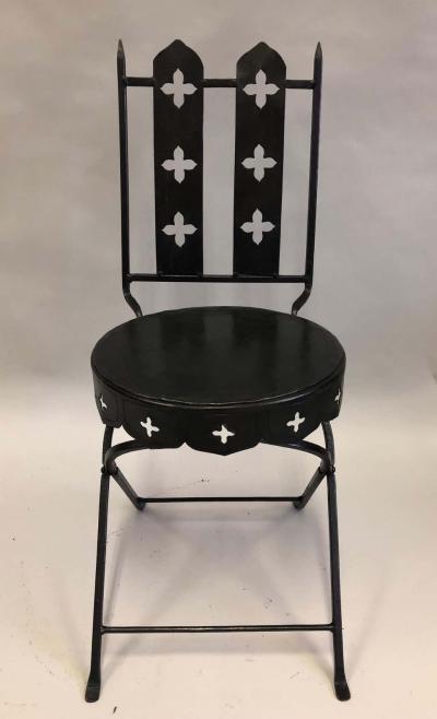 Gilbert Poillerat French Modern Neoclassical Hand Forged Iron Side Chairs Gilbert Poillerat Pair