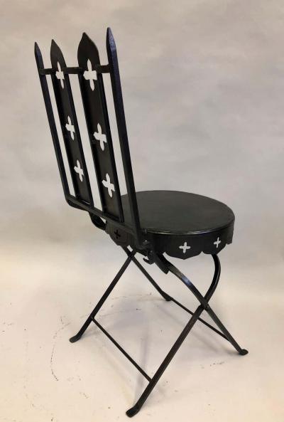 Gilbert Poillerat French Modern Neoclassical Hand Forged Iron Side Chairs Gilbert Poillerat Pair