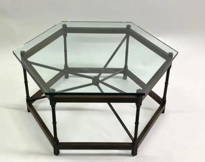 Gilbert Poillerat French Modern Neoclassical Hexagonal Bronze Cocktail Table Poillerat Arbus