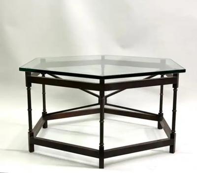 Gilbert Poillerat French Modern Neoclassical Hexagonal Bronze Cocktail Table Poillerat Arbus