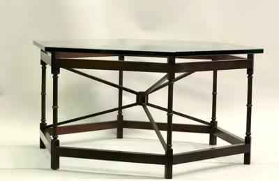 Gilbert Poillerat French Modern Neoclassical Hexagonal Bronze Cocktail Table Poillerat Arbus