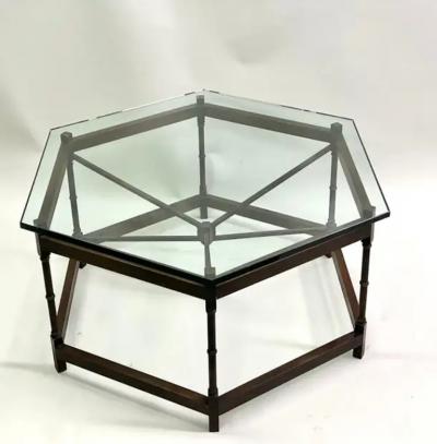 Gilbert Poillerat French Modern Neoclassical Hexagonal Bronze Cocktail Table Poillerat Arbus
