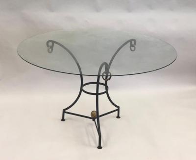 Gilbert Poillerat French Modern Neoclassical Wrought Iron Dining Center Table Gilbert Poillerat