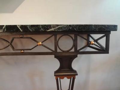 Gilbert Poillerat French Neoclassical Style Wrought Iron Console Table After Gilbert Poillerat