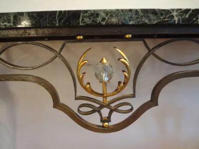 Gilbert Poillerat French Neoclassical Style Wrought Iron Console Table After Gilbert Poillerat