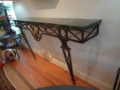 Gilbert Poillerat French Neoclassical Style Wrought Iron Console Table After Gilbert Poillerat