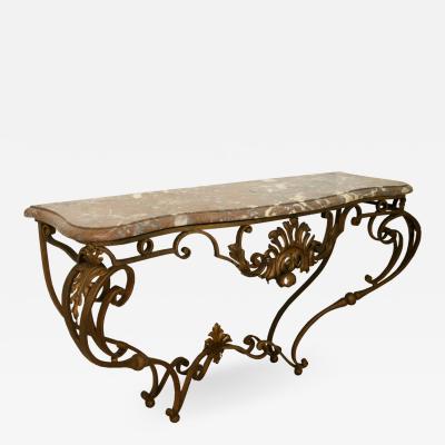 Gilbert Poillerat GILT WROUGHT IRON CONSOLE TABLE ATTRIBUTED TO GILBERT POILLERAT