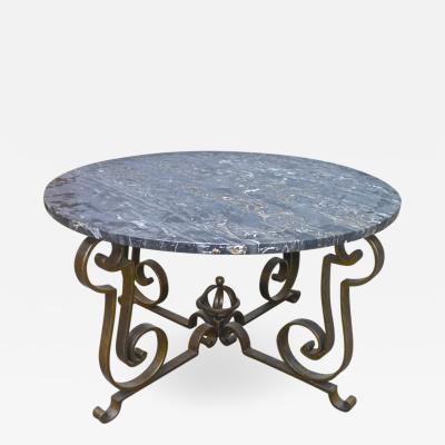 Gilbert Poillerat Gilbert Poillerat Round Wrought Iron Coffee Table with Astrolabe Center