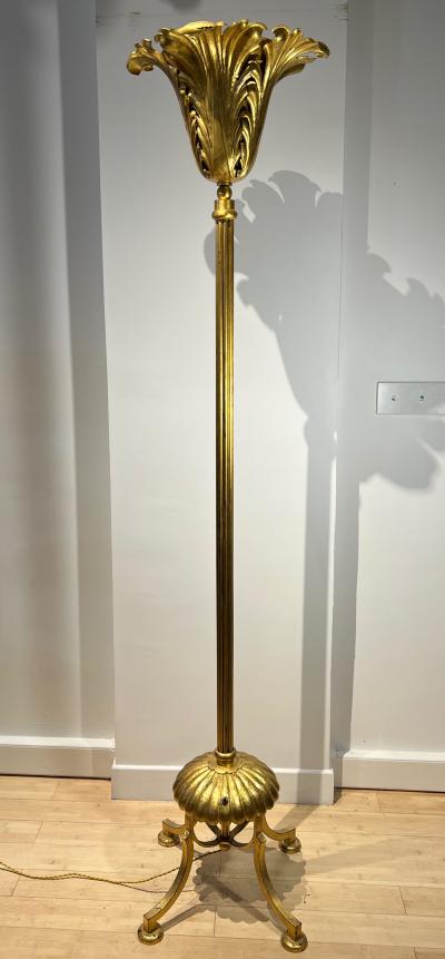 Gilbert Poillerat Gilbert Poillerat attributed gold leaf wrought iron floor lamp
