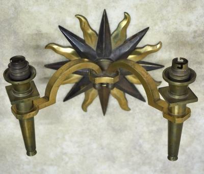 Gilbert Poillerat Gilbert Poillerat double branch bronze sconce