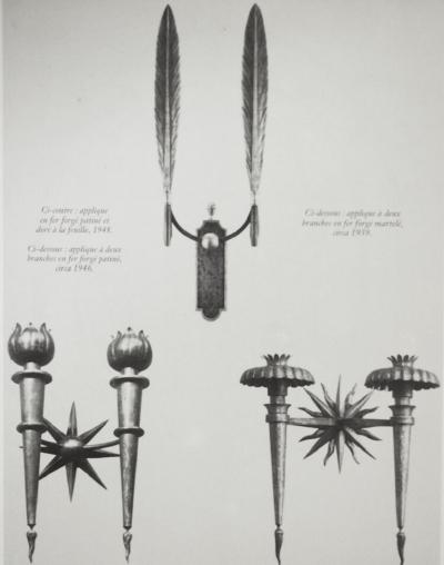 Gilbert Poillerat Gilbert Poillerat double branch bronze sconce