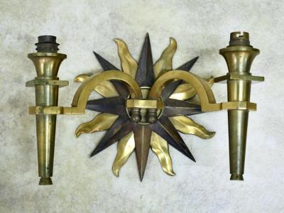Gilbert Poillerat Gilbert Poillerat double branch bronze sconce