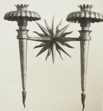 Gilbert Poillerat Gilbert Poillerat double branch bronze sconce