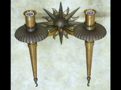 Gilbert Poillerat Gilbert Poillerat double branch bronze sconce