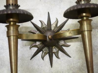 Gilbert Poillerat Gilbert Poillerat double branch bronze sconce