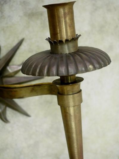 Gilbert Poillerat Gilbert Poillerat double branch bronze sconce