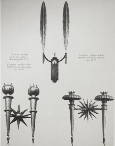 Gilbert Poillerat Gilbert Poillerat double branch bronze sconce