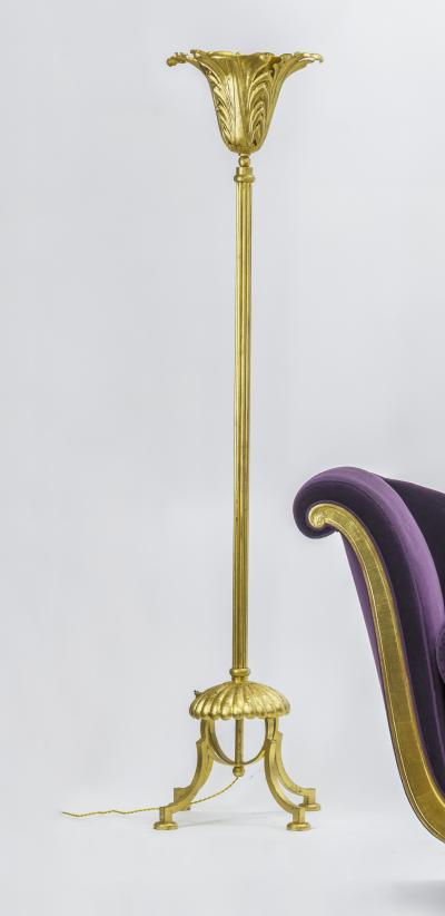 Gilbert Poillerat Gilbert Poillerat gold leaf wrought iron neo classic floor lamp