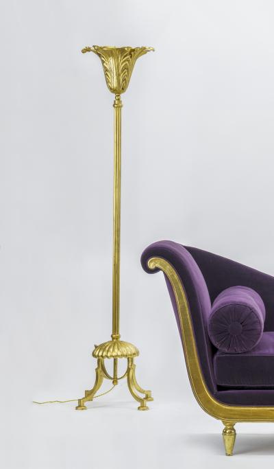 Gilbert Poillerat Gilbert Poillerat gold leaf wrought iron neo classic floor lamp