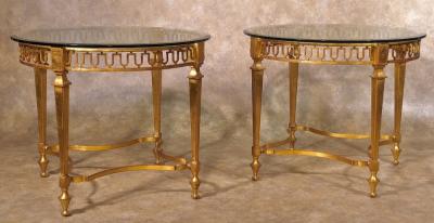 Gilbert Poillerat Gilbert Poillerat pair of gilt iron tables