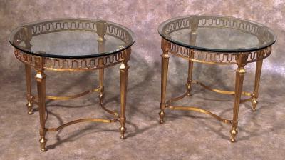 Gilbert Poillerat Gilbert Poillerat pair of gilt iron tables