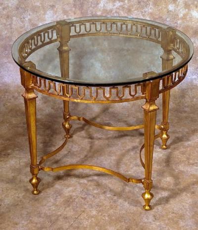 Gilbert Poillerat Gilbert Poillerat pair of gilt iron tables
