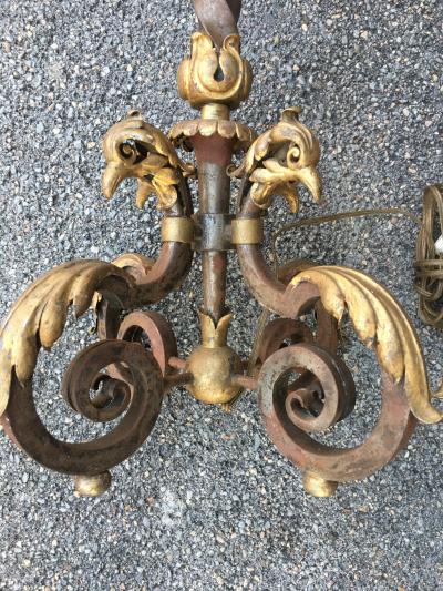 Gilbert Poillerat Gilbert Poillerat rare spectacular pair of tall wrought iron candle stick