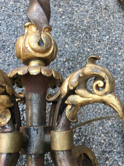 Gilbert Poillerat Gilbert Poillerat rare spectacular pair of tall wrought iron candle stick