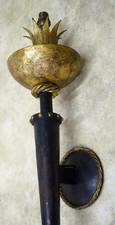 Gilbert Poillerat Gilbert Poillerat single large torch sconce