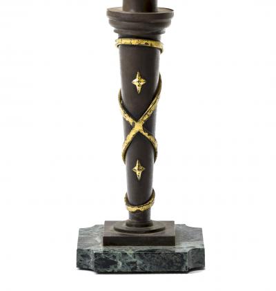 Gilbert Poillerat Gilbert Poillerat style gold leaf wrought iron table lampe with marble base