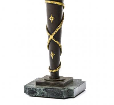 Gilbert Poillerat Gilbert Poillerat style gold leaf wrought iron table lampe with marble base