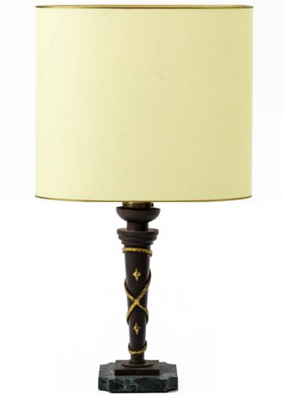 Gilbert Poillerat Gilbert Poillerat style gold leaf wrought iron table lampe with marble base