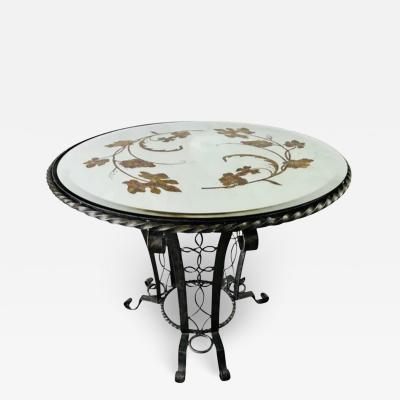 Gilbert Poillerat Gilbert Pouillerat Style Art Deco Wrought Iron Center Table with Mirrored Top