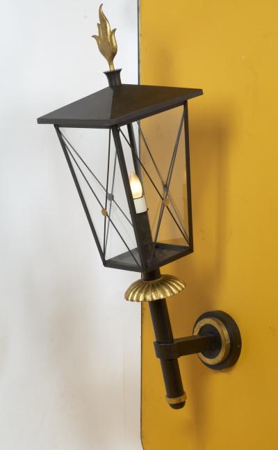 Gilbert Poillerat Important Pair of Wrought Iron Sconces by Poillerat France ca 1950