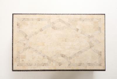 Gilbert Poillerat Inlaid Travertine Coffee Table in the style of Gilbert Poillerat France 1980