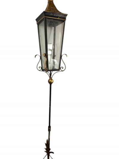 Gilbert Poillerat LARGE ITALIAN GOLD BLACK ARROW LANTERN SCONCE MANNER OF GILBERT POILLERAT