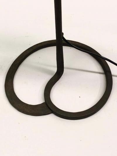 Gilbert Poillerat Midcentury Wrought Iron Parchment Table Lamps Attributed to Gilbert Poillerat