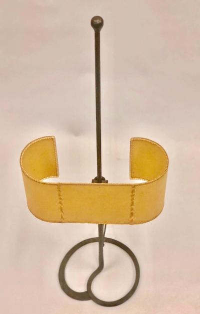 Gilbert Poillerat Midcentury Wrought Iron Parchment Table Lamps Attributed to Gilbert Poillerat