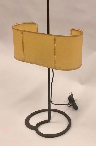 Gilbert Poillerat Midcentury Wrought Iron Parchment Table Lamps Attributed to Gilbert Poillerat