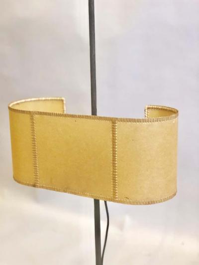 Gilbert Poillerat Midcentury Wrought Iron Parchment Table Lamps Attributed to Gilbert Poillerat
