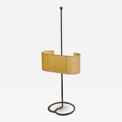 Gilbert Poillerat Midcentury Wrought Iron Parchment Table Lamps Attributed to Gilbert Poillerat