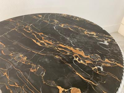 Gilbert Poillerat Painted Wrought Iron Marble Top Coffee Table in the Manner of Gilbert Poillerat