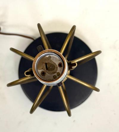 Gilbert Poillerat Pair French Mid Century Enameled Wire Sphere Table Lamps Gilbert Poillerat 1950