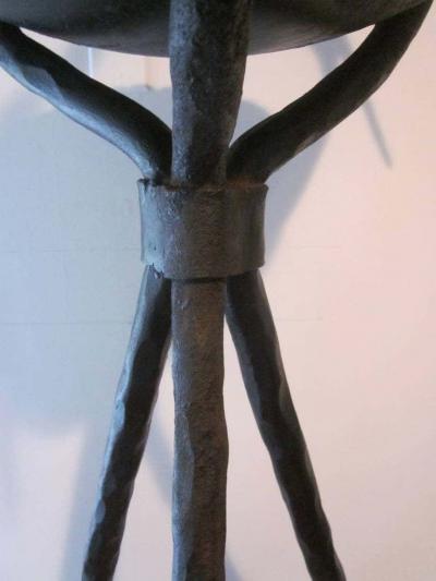 Gilbert Poillerat Pair French Modern Neoclassical Hammered Iron Torchiere Floor Lamp Poillerat