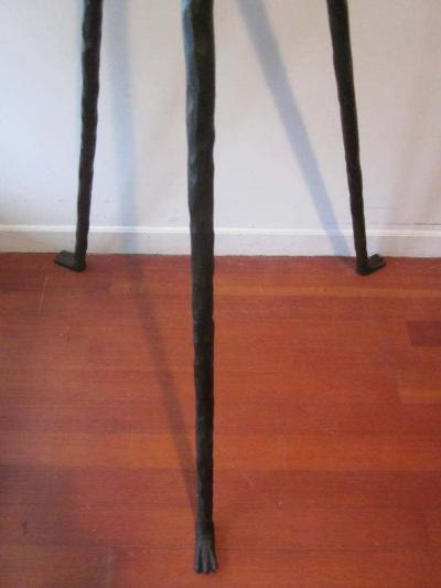 Gilbert Poillerat Pair French Modern Neoclassical Hammered Iron Torchiere Floor Lamp Poillerat